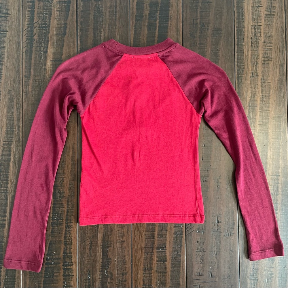 Topshop Red Varsity Raglan Long Sleeve Crop Top NWT - Picture 5 of 12